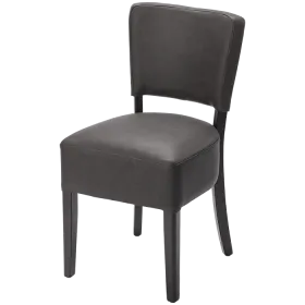<p>Worldwide Seating chaise de restaurant Lucy<br /><br />Châssis : hêtre teinté wengé<br /><br />Assise/dossier : similicuir Kos 10<br />&nbsp